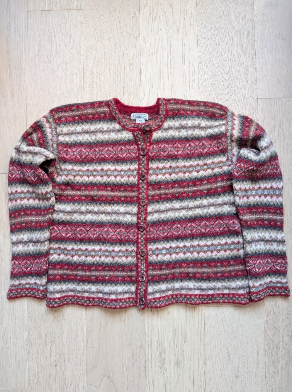 Vintage Gallagher 100% Shetland Wool Fair Isle Cardigan